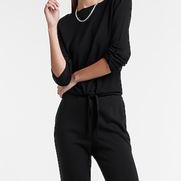Express Soft Tie Front Sweatshirt (black) (XL) - Picture 2 of 7